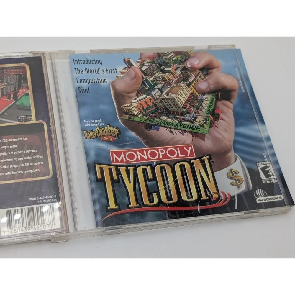 Monopoly Tycoon PC CD Rom 2001 PC Video Game w/ manual